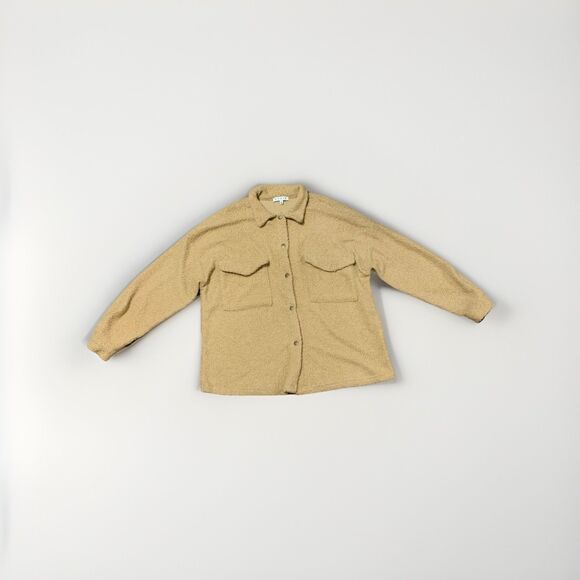 HYFVE Oversized Sherpa Shacket Jacket Large Cream Fuzzy Teddy Button Up Fall - Picture 1 of 4